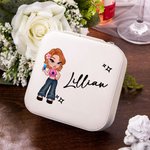 Personalizzato portatile Y2K Cartoon Character Leather Jewelry Box con nome Compleanno Festa della Mamma Accessorio Regalo per le donne Ragazze
