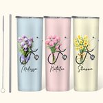Personalizzato stetoscopio nascita bouquet di fiori nome 20 oz Skinny Tumbler con cannuccia Apprezzamento regalo di laurea per infermiere medico perso