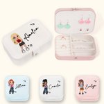 Personalizzato portatile Y2K Cartoon Character Leather Jewelry Box con nome Compleanno Festa della Mamma Accessorio Regalo per le donne Ragazze