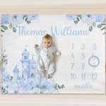Suave manta de bebé personalizada con nombre, rosa, azul, floral, con foto, apta para la piel, regalo de baby shower para recién nacido