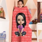 Personalizada Lindo personaje de dibujos animados con varios nombres Suave manta con nombre Cumpleaños Navidad Regalo para niños Familia