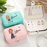 Personalizzato portatile Y2K Cartoon Character Leather Jewelry Box con nome Compleanno Festa della Mamma Accessorio Regalo per le donne Ragazze