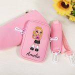 Personalised Y2K Style Cartoon Character Water Bottle Carrier Bag for 40oz Stanley with Removable Pouch and Strap Birthday Gift for Women Girls