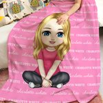 Personalizada Lindo personaje de dibujos animados con varios nombres Suave manta con nombre Cumpleaños Navidad Regalo para niños Familia