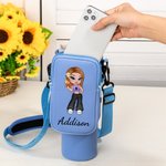 Personalised Y2K Style Cartoon Character Water Bottle Carrier Bag for 40oz Stanley with Removable Pouch and Strap Birthday Gift for Women Girls