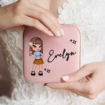 Personalizzato portatile Y2K Cartoon Character Leather Jewelry Box con nome Compleanno Festa della Mamma Accessorio Regalo per le donne Ragazze
