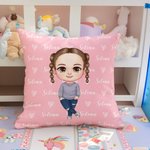 Personalizado lindo personaje de dibujos animados Nombre Arrojar Funda de almohada Decoración del hogar Cumpleaños Regalo de Navidad para las niñas Ni