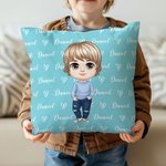 Personalizado lindo personaje de dibujos animados Nombre Arrojar Funda de almohada Decoración del hogar Cumpleaños Regalo de Navidad para las niñas Ni