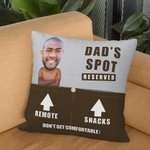 Personalized His Spot Reserved Funny Avatar Photo Throw Pocket Pillow Cover with Text Biirthday Christmas Gift for Dad Grandpa