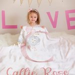 Personalized Pink Floral Soft Throw Blanket with Initial and Name Birthday Baby Shower Gift for Baby Girls