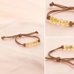 Personalised Minimalist Adjustable 1-8 Birth Flower Waxed Line Bracelet Charm Jewellery Birthday Christmas Gift for Women