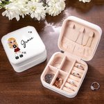 Personalizzato portatile Y2K Cartoon Character Leather Jewelry Box con nome Compleanno Festa della Mamma Accessorio Regalo per le donne Ragazze