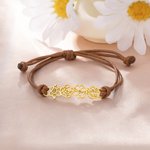 Personalised Minimalist Adjustable 1-8 Birth Flower Waxed Line Bracelet Charm Jewellery Birthday Christmas Gift for Women