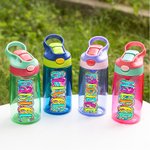 Personalised Bright Paisley Floral Doodle Letter 16 oz Kid Water Bottle with Handle and Silicone Straw Birthday Back to School Gift for Boys Girls