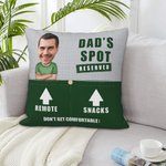 Personalized His Spot Reserved Funny Avatar Photo Throw Pocket Pillow Cover with Text Biirthday Christmas Gift for Dad Grandpa
