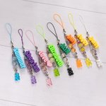 Personalised Cute Bear Beaded Charm Lanyard with 3D Printed Name Phone Bag Accessories Birthday Anniversary Gift for Girls
