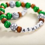 Personalised Multicolor Basketball Baseball Sport Elastic Beaded Bracelet with Name Sports Party Team Gift for Sport Lover