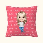 Personalizado lindo personaje de dibujos animados Nombre Arrojar Funda de almohada Decoración del hogar Cumpleaños Regalo de Navidad para las niñas Ni
