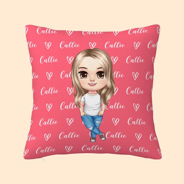 Personalizado lindo personaje de dibujos animados Nombre Arrojar Funda de almohada Decoración del hogar Cumpleaños Regalo de Navidad para las niñas Ni