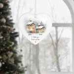 Personalized I Wish You Lived Next Door Heart Ceramic Christmas Ornament with Name Thanksgiving Christmas Decor Gift for Best Friends