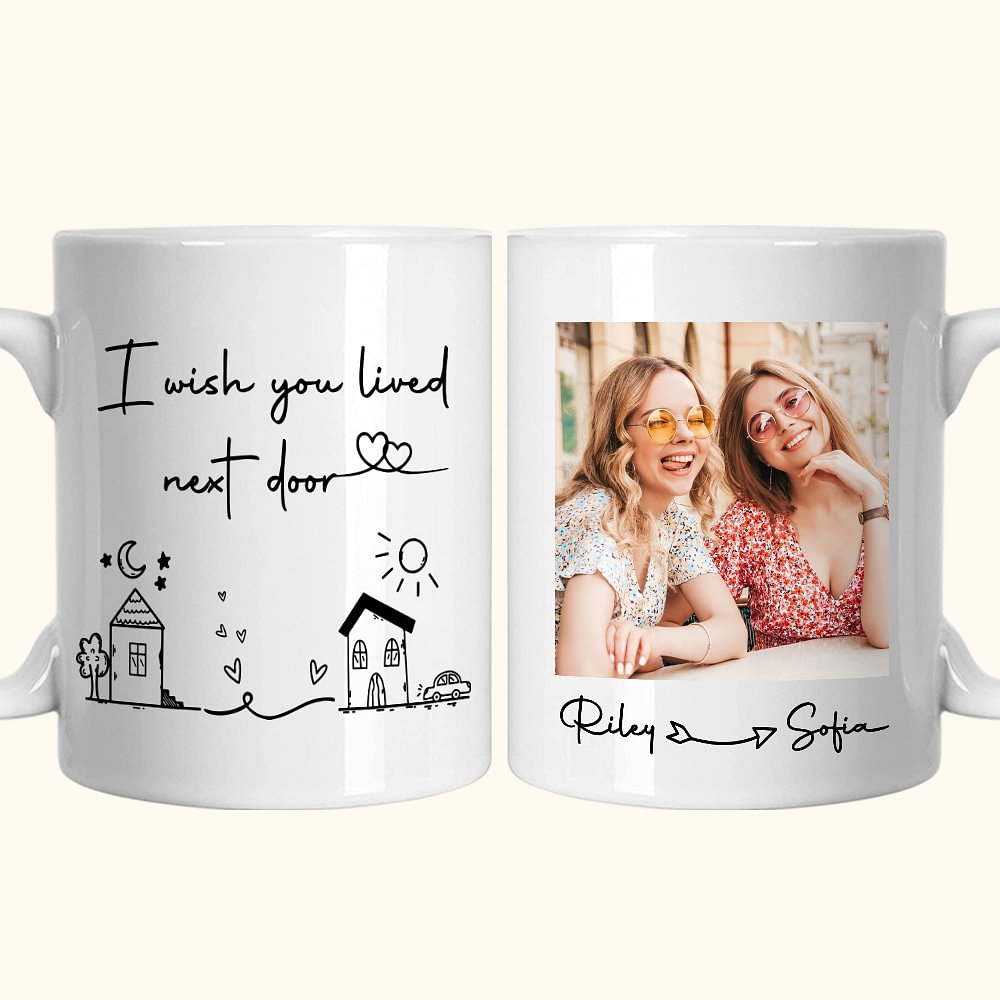 Tasse à Café en Céramique Personnalisée avec Photo et Nom Cadeau d'Amitié à Distance pour Couple d'Amis