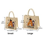 Sac en toile de jute avec nom et initiales pour Halloween Cadeau de saison pour garçons filles