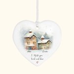 Personalized I Wish You Lived Next Door Heart Ceramic Christmas Ornament with Name Thanksgiving Christmas Decor Gift for Best Friends