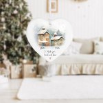 Personalized I Wish You Lived Next Door Heart Ceramic Christmas Ornament with Name Thanksgiving Christmas Decor Gift for Best Friends