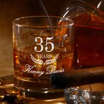 Gepersonaliseerd Modern Minimalistisch Pensioen Jaren 10oz Gegraveerd Ouderwets Whiskey Rotsglas met Naam Pensioen Cadeau voor Mannen Drankliefhebbers