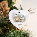 Personalized I Wish You Lived Next Door Heart Ceramic Christmas Ornament with Name Thanksgiving Christmas Decor Gift for Best Friends