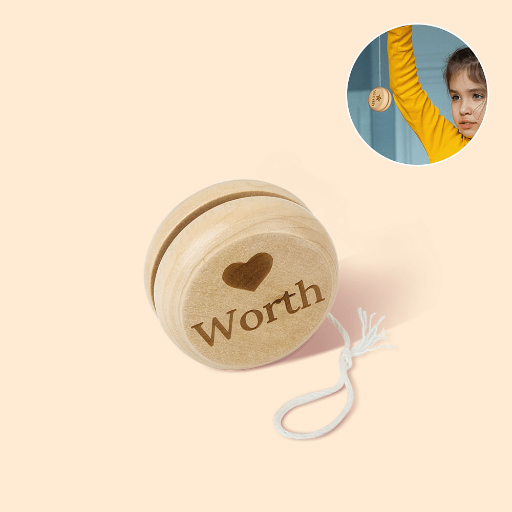 Yoyo en Bois Rétro Personnalisé avec Motif et Nom Gravés Jouet Éducatif Cadeau d'Anniversaire pour Enfant Amoureux de Yoyo