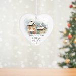 Personalized I Wish You Lived Next Door Heart Ceramic Christmas Ornament with Name Thanksgiving Christmas Decor Gift for Best Friends