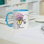 Gepersonaliseerde Geboorte Bloem Stethoscoop 11oz Keramische Mok met Naam Verjaardag Kerstcadeau voor Dokter Verpleegkundige