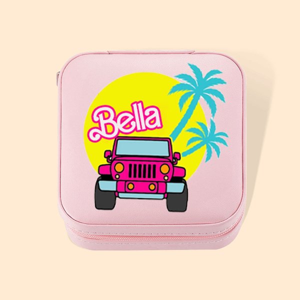 Personalized Fashion Style Leather Travel Jewelry Box with Name Bridesmaid Birthday Party Gift for Her