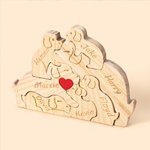 Personalised Wooden Cute Love Hug Dog Puzzle with 2-7 Engraved Names Desk Decor Birthday Christmas Anniversary Gift for Family