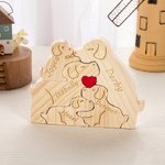 Personalised Wooden Cute Love Hug Dog Puzzle with 2-7 Engraved Names Desk Decor Birthday Christmas Anniversary Gift for Family