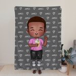 Personalized Cute Kid Cartoon Character Soft Throw Blanket with Multiple Names Baby Shower Birthday Christmas Gift for Boys Girls