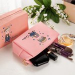Personalised Cartoon Woman Butterflies Design Waterproof Makeup Pouch Bag with Name Travel Essentials Retirement Birthday Gift for Grandma Mom