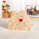 Personalised Wooden Cute Love Hug Dog Puzzle with 2-7 Engraved Names Desk Decor Birthday Christmas Anniversary Gift for Family