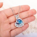 Personalisierte Schneemann Herz Halskette mit Namen und Kristall Geburtsstein Schmuck Geburtstag Weihnachtsgeschenk für Familie