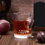 Personalized Handmade Embedded Cricket Ball 8.3oz Whiskey Glass with Name Birthday Christmas Gift for Whiskey Lovers