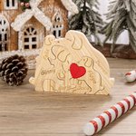 Personalised Wooden Cute Love Hug Dog Puzzle with 2-7 Engraved Names Desk Decor Birthday Christmas Anniversary Gift for Family