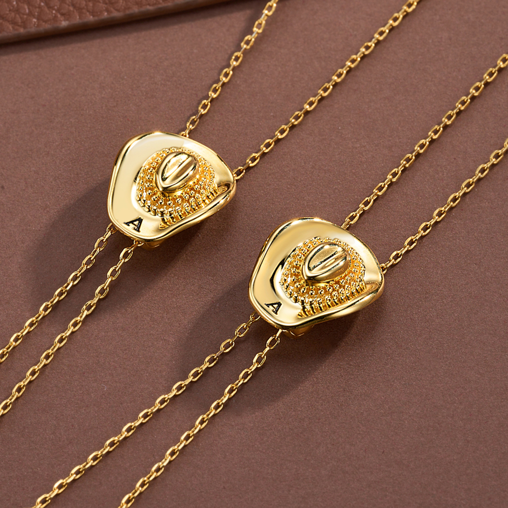 Collier réglable en plaqué or avec initiales gravées Cadeau d'anniversaire pour femme