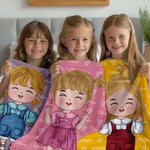 Personalized Cute Kid Cartoon Character Soft Throw Blanket with Multiple Names Baby Shower Birthday Christmas Gift for Boys Girls