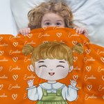 Personalized Cute Kid Cartoon Character Soft Throw Blanket with Multiple Names Baby Shower Birthday Christmas Gift for Boys Girls
