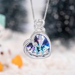 Personalisierte Schneemann Herz Halskette mit Namen und Kristall Geburtsstein Schmuck Geburtstag Weihnachtsgeschenk für Familie