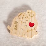 Personalised Wooden Cute Love Hug Dog Puzzle with 2-7 Engraved Names Desk Decor Birthday Christmas Anniversary Gift for Family