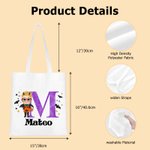 Personalizado lindo personaje de dibujos animados de lona tratar de bolsa con el nombre y la inicial de Trick or Treat Halloween Favor de fiesta de re