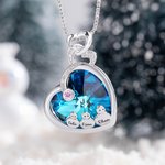 Personalisierte Schneemann Herz Halskette mit Namen und Kristall Geburtsstein Schmuck Geburtstag Weihnachtsgeschenk für Familie