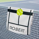 Gepersonaliseerde Hart Tennis Racket Zachte Absorberende Handdoek met Naam Draagbaar Verjaardag Sport Accessoires Cadeau voor Tennisser